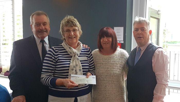 Sun Lodge Ladies night 2018. £140 cheque presentation to Exmouth Memory Cafe